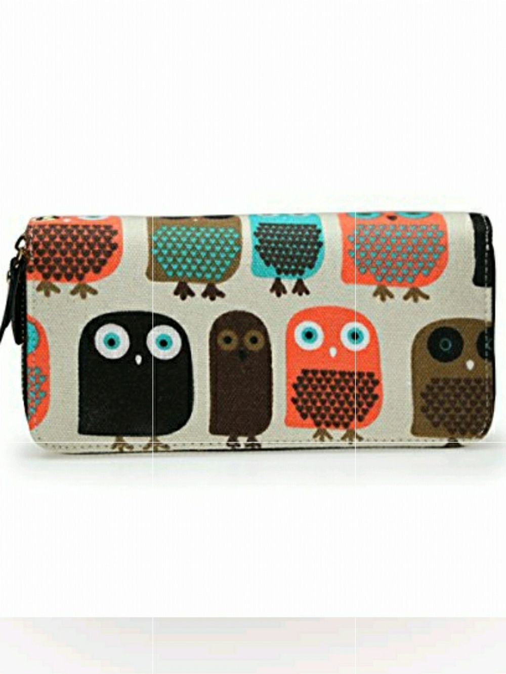 LATH.PIN Zipper Wallet Owl Wallet Purse Canvas Phone Card Holder with Strap